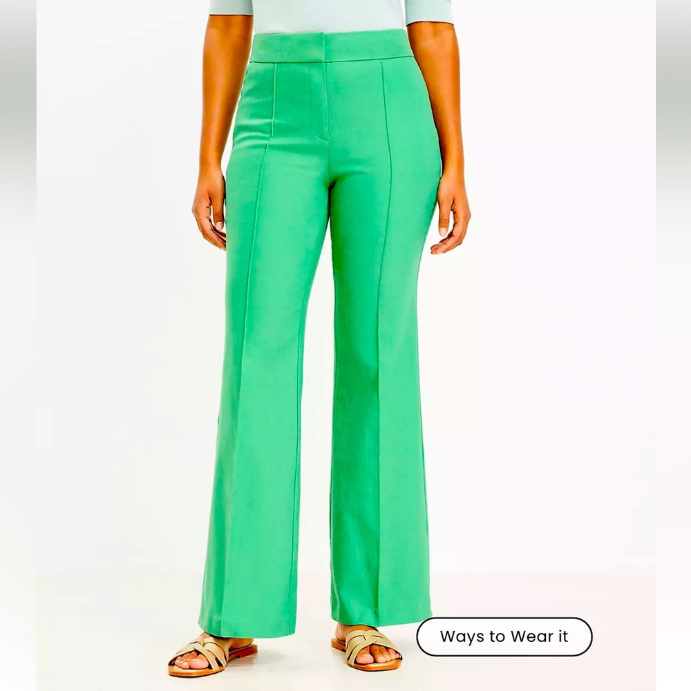 LOFT Flare Pants in Kelly Green Twill
